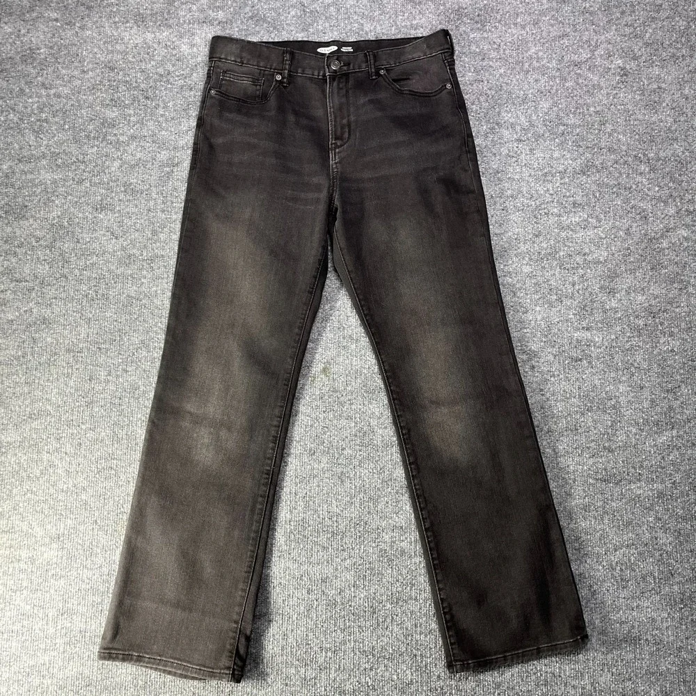 Old Navy Straight Built-in Flex Jeans Boys 16 Black Denim Zip Fly‎ - 32X28.5
